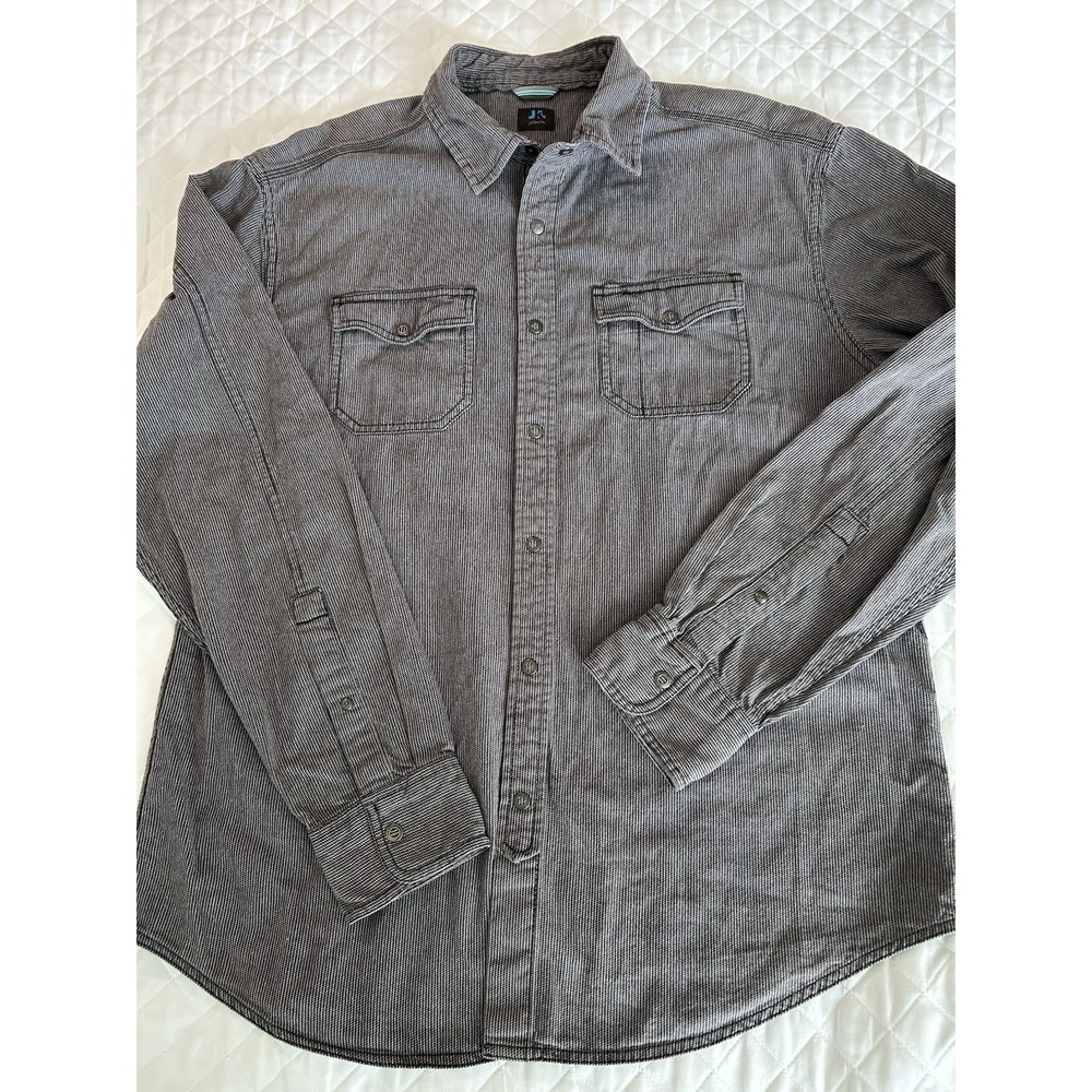 Just Keep Livin Men's Snap Brushpopper‎ Shirt Large Long Sleeve Western Cowboy